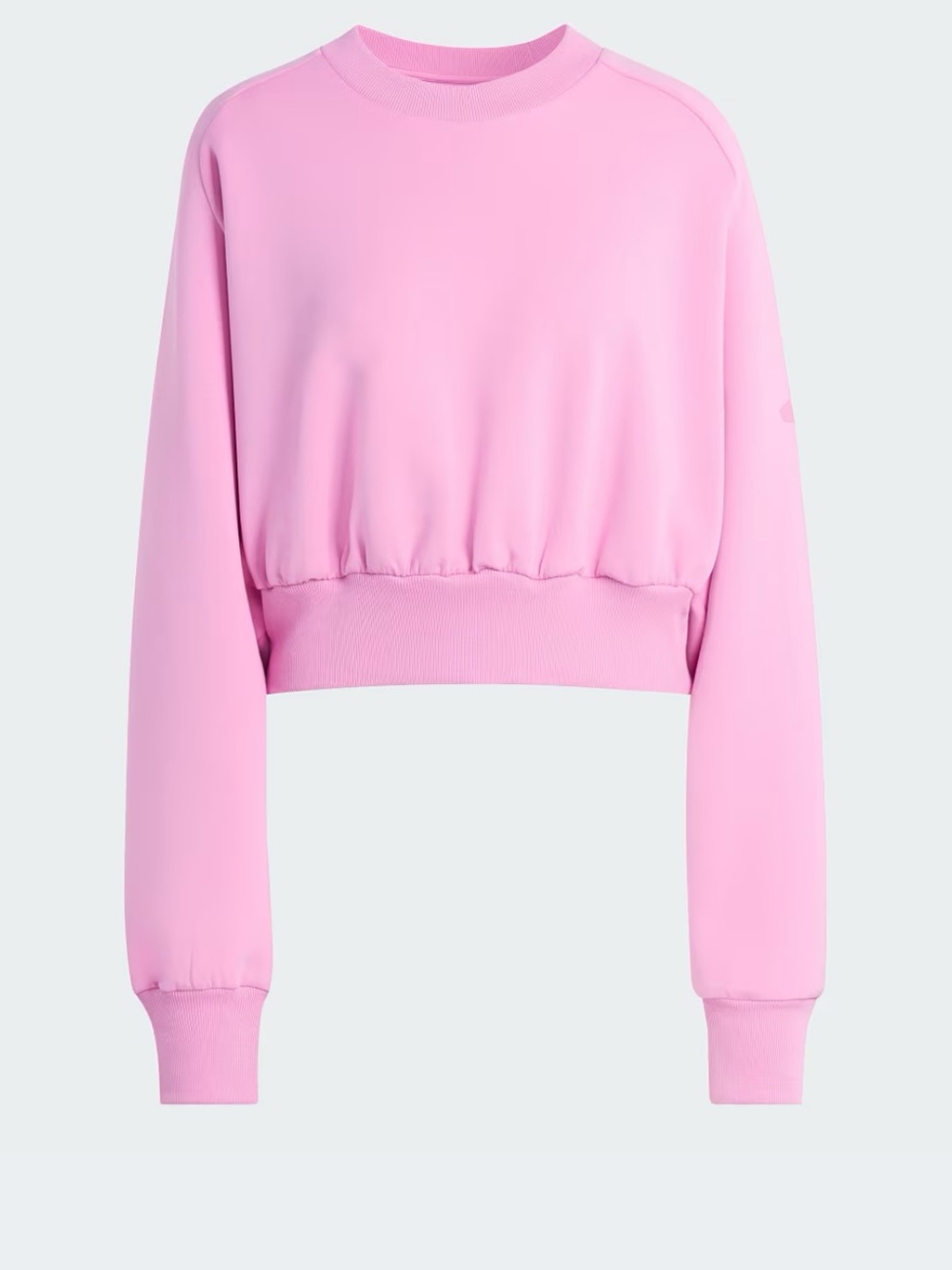 adidas Cropped Pink Pullover Sweatshirt with Gathered Hem
